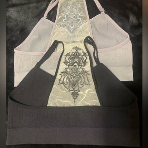 2 “Tattoo” bralettes Grey&Black Size XL/2X